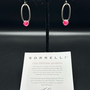 Sorrelli Silver Earrings with Pink Gem